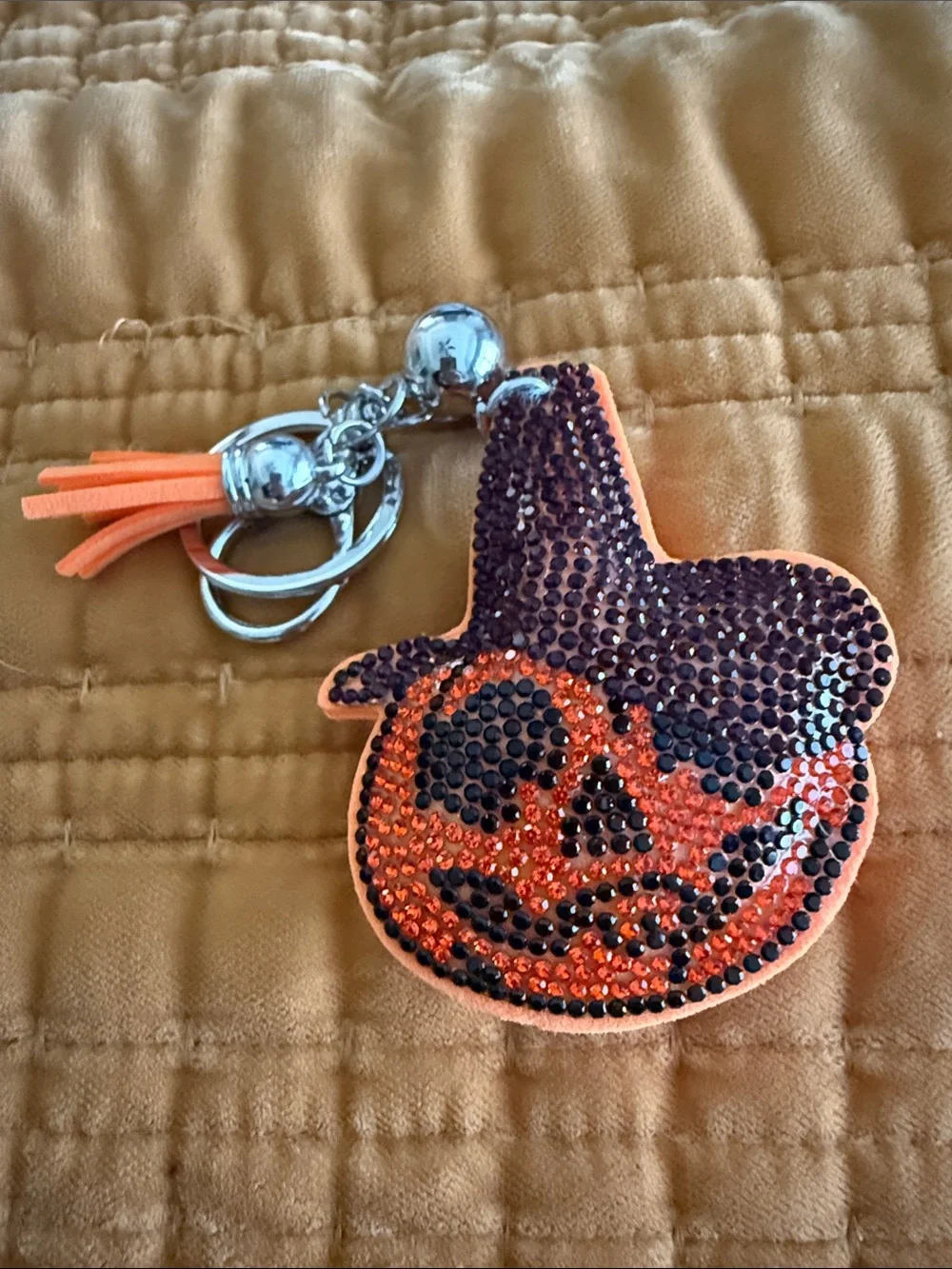 Halloween Pumpkin Witch Hat Keychain NWT